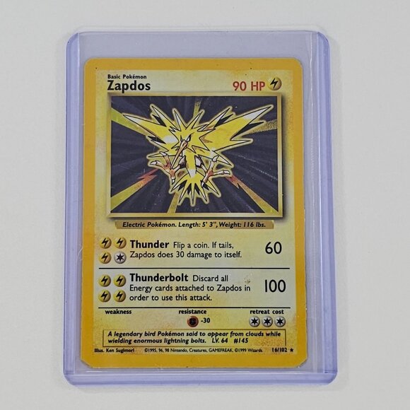 Pokémon TCG Zapdos Base Set 16/102 Holo Unlimited Holo Rare - Picture 2 of 8